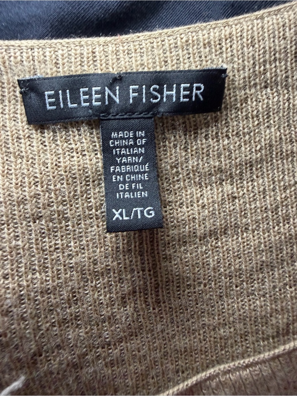 Eileen Fisher Merino Wool Asymmetrical Knit Sweater Beige Side Slit XL - Picture 6 of 7